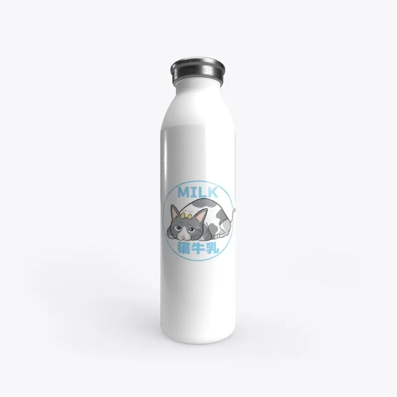 Stainless Water Bottle Cat Milk